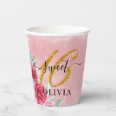 Schönes Rosy Sweet 16 16 Papiersorten Pappbecher (Vorderseite)