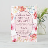 Schönes rosy Watercolor Brautparty Einladung (Stehend Vorderseite)