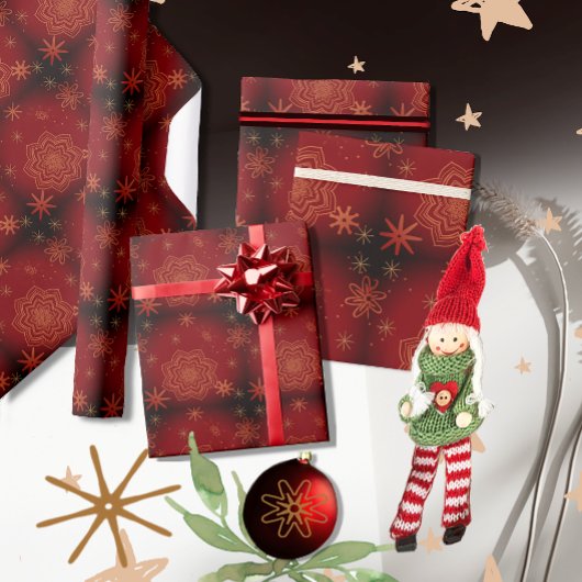 Schönes Rot, Burgund blühend Geschenkpapier