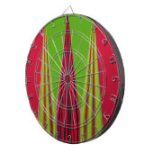 Schönes, rot-gelb-grünes Fraktal Kunstdesign Dartscheibe (Vorderseite rechts)