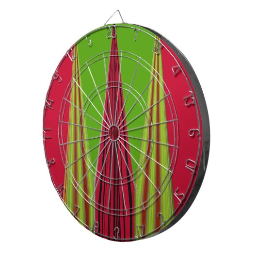 Schönes, rot-gelb-grünes Fraktal Kunstdesign Dartscheibe (Vorderseite rechts)