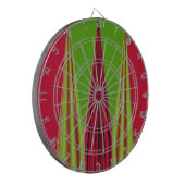 Schönes, rot-gelb-grünes Fraktal Kunstdesign Dartscheibe (Vorderseite Links)