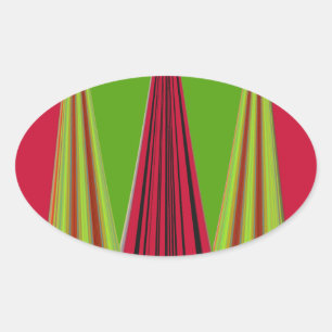Schönes, rot-gelb-grünes Fraktal Kunstdesign Ovaler Aufkleber