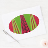 Schönes, rot-gelb-grünes Fraktal Kunstdesign Ovaler Aufkleber (Umschlag)