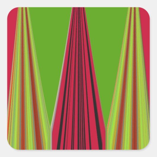 Schönes, rot-gelb-grünes Fraktal Kunstdesign Quadratischer Aufkleber (Vorderseite)