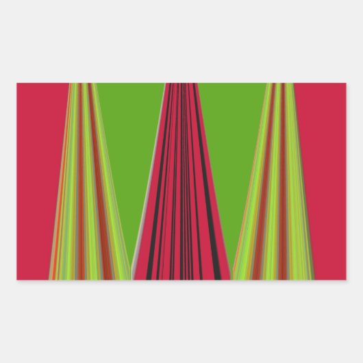 Schönes, rot-gelb-grünes Fraktal Kunstdesign Rechteckiger Aufkleber (Vorderseite)