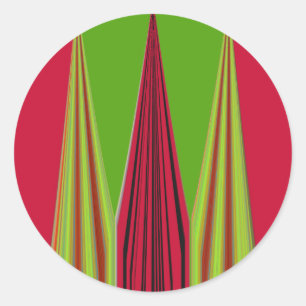 Schönes, rot-gelb-grünes Fraktal Kunstdesign Runder Aufkleber