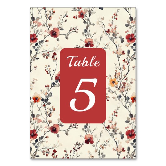 Schönes Rot und Rosa Elegante Tischnummer (Rückseite)