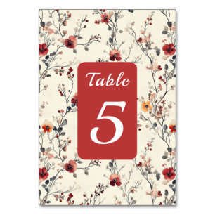 Schönes Rot und Rosa Elegante Tischnummer