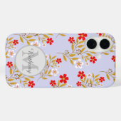 Schönes Rot-Weiß-Blumenmuster personalisiert Case-Mate iPhone Hülle (Rückseite (Horizontal))