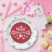 Schönes Rot & Weiß Frohe Weihnachts-Party Pappteller (Party)