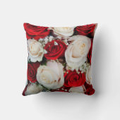 Schönes Rot-Weiß-Rosen-Kissen Kissen (Rückseite)