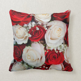 Schönes Rot-Weiß-Rosen-Kissen Kissen
