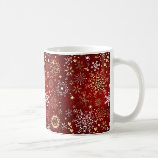 Schönes Rot, Weiß und Goldene Weihnachten Kaffeetasse (Rechts)