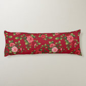 Schönes Rote Rose Muster Kissen (Rückseite)