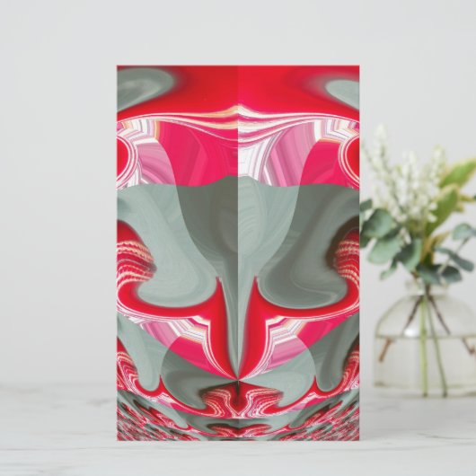 schönes rotes Aschengrau geometrisches Motiv ART D Briefpapier (Stehend Vorderseite)