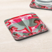 schönes rotes Aschengrau geometrisches Motiv ART D Getränkeuntersetzer (Linke Seite)