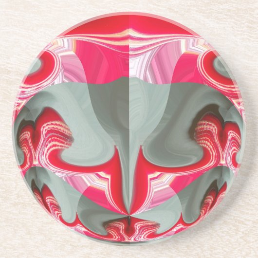 schönes rotes Aschengrau geometrisches Motiv ART D Getränkeuntersetzer (Vorne)