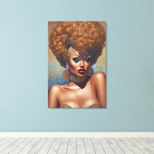 Schönes Rotes Bombshell Drag Queen Portrait Leinwanddruck (Insitu (Holzboden))