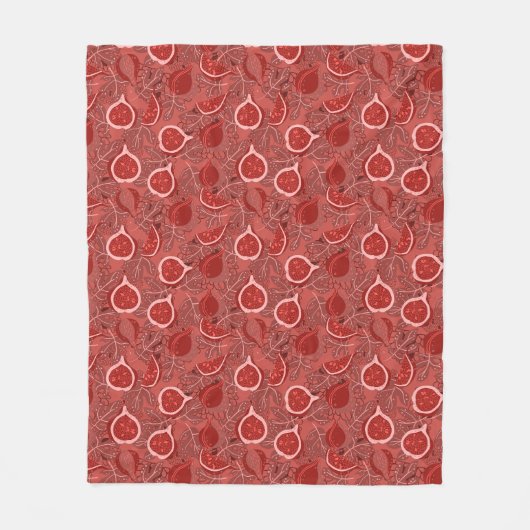 Schönes rotes Feigenfruchtmuster Fleecedecke (Vorderseite)