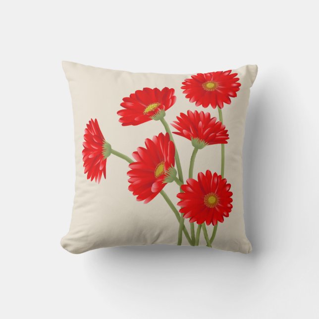 Schönes rotes Gerbera-Gänseblümchen-Wurfs-Kissen Kissen (Vorderseite)