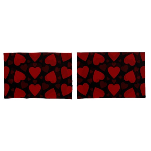 Schönes rotes Herzmuster auf schwarz Kissenbezug (Vorderseite-Set)