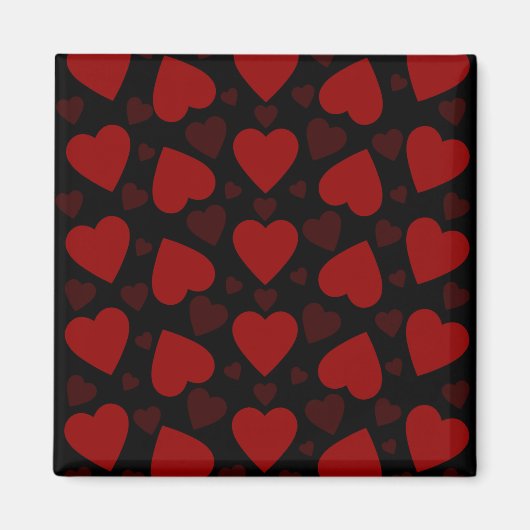Schönes rotes Herzmuster auf schwarz Magnet (Vorne)