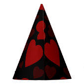 Schönes rotes Herzmuster auf schwarz Partyhütchen (Rückseite)