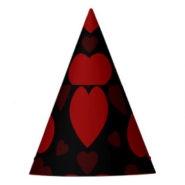 Schönes rotes Herzmuster auf schwarz Partyhütchen