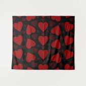Schönes rotes Herzmuster auf schwarz Wandteppich (Vorderseite (Horizontal))