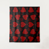 Schönes rotes Herzmuster auf schwarz Wandteppich (Vorderseite)