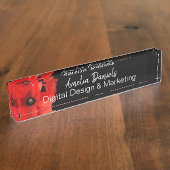 Schönes Rotes Mohn auf schwarzem Namenblech Namensplakette (Seite)