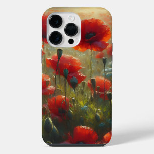 Schönes rotes Mohnfeld an einem Sommertag   iPhone 14 Pro Max Hülle