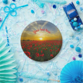 Schönes rotes Mohnfeld bei Sonnenaufgang Pappteller (Party)