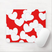 Schönes rotes Mousepad mit großen weißen Herzen (Mit Mouse)