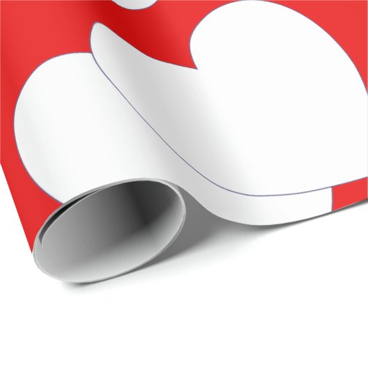 Schönes rotes Schlagpapier mit großen weißen Herze Geschenkpapier (Rolleneckpunkt)