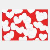 Schönes rotes Schlagpapier mit großen weißen Herze Geschenkpapier Set (Vorderseite)
