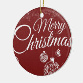 Schönes rotes Tapete mit Weihnachtsdekorationen Keramik Ornament (Links)