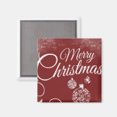 Schönes rotes Tapete mit Weihnachtsdekorationen Magnet (Vorderseite/Rückseite)