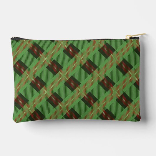 Schönes rotes und grünes Kariertes Muster Zubehörtasche (Rückseite)