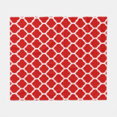 Schönes rotes und weißes marokkanisches Quatrefoli Fleecedecke (Vorderseite (Horizontal))