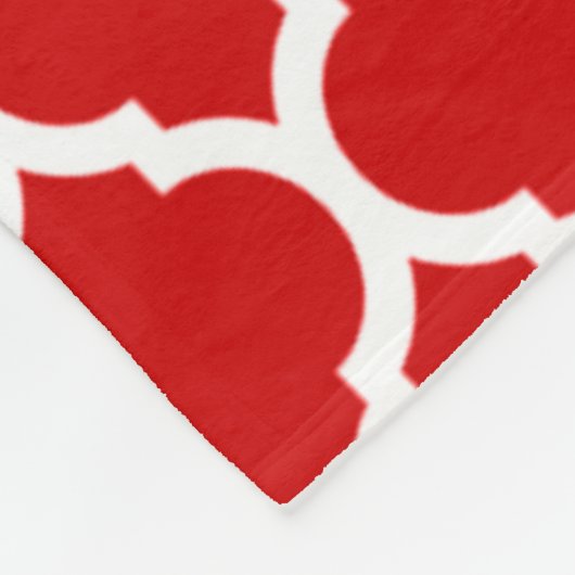 Schönes rotes und weißes marokkanisches Quatrefoli Fleecedecke (Ecke)