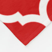 Schönes rotes und weißes marokkanisches Quatrefoli Fleecedecke (Ecke)