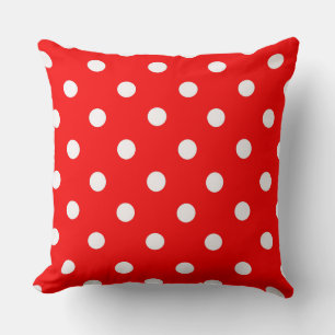 Schönes rotes und weißes Polka Dots Muster Kissen