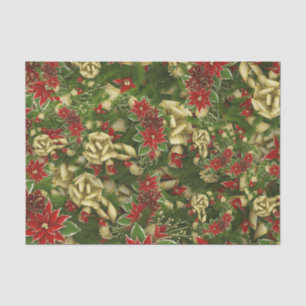 Schönes rotes Weihnachts-Poinsettien-Muster Seidenpapier