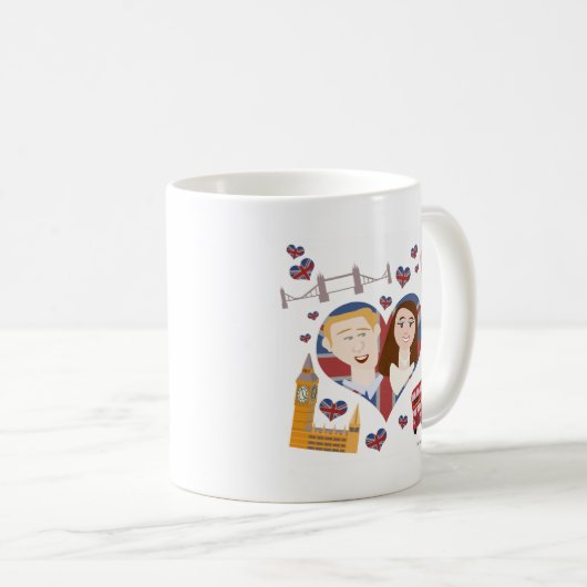 Schönes Royal Couple Cartoon Liebe Design Kaffeetasse (VorderseiteRechts)