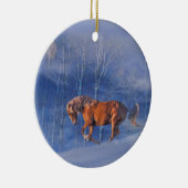 Schönes Running Horn im Schnee Xmas Ornament (Rechts)