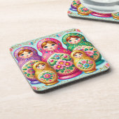 Schönes russisches Puppengetränk Untersetzer Set (Linke Seite)