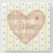 Schönes rustikales Herz Valentine Grün und braun Steinuntersetzer (Vorderseite)