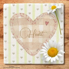 Schönes rustikales Herz Valentine Grün und braun Steinuntersetzer